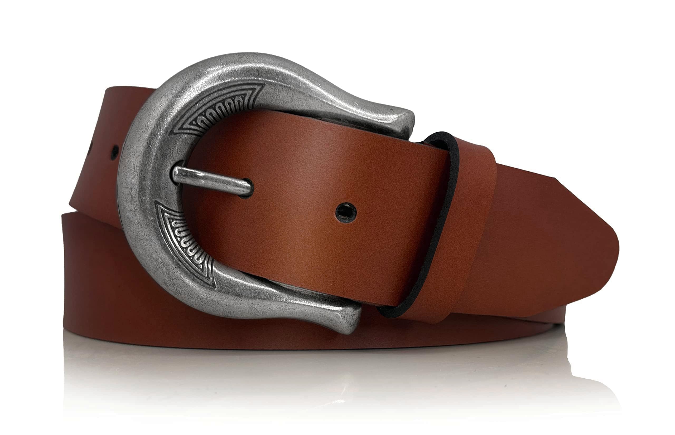 almela Cinturón mujer piel legítima - 4 cm de ancho - Casual informal - 40mm - Correa cuero - Hebilla plata antigua antialérgica - Cinto - Women leather belt