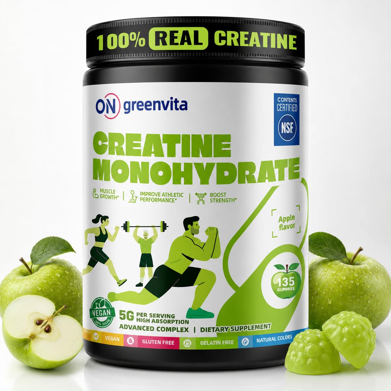 ON GREENVITA NUTRITION Gomas de creatina monohidratada 5 g, 135 gomas