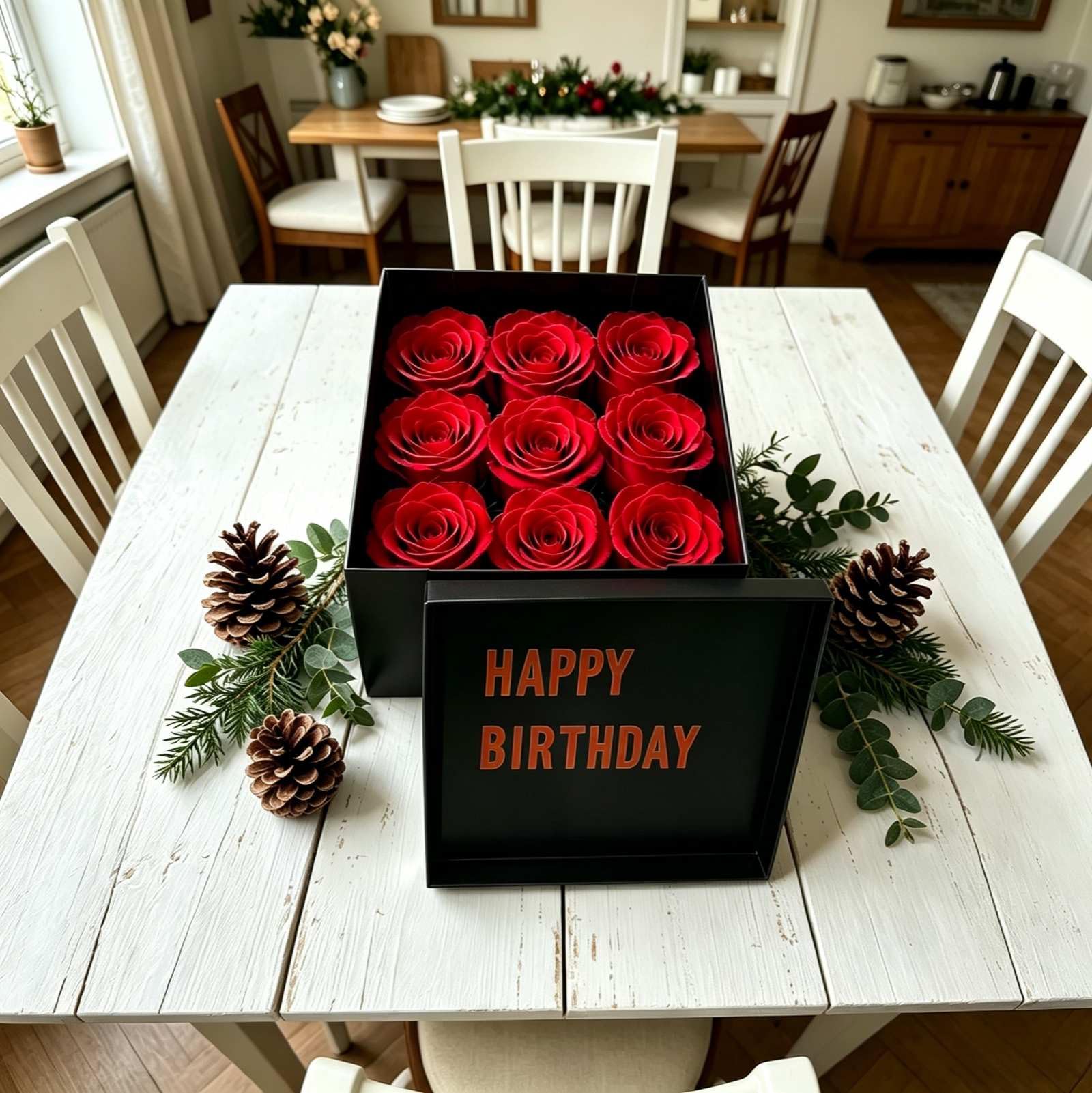 PACKGILO Confezione regalo nera, 25 x 25 x 20 cm, confezione da 2 scatole regalo con coperchio per regali, scatole di compleanno, scatole di lusso con carta increspata, nastro, adesivi con alfabeto