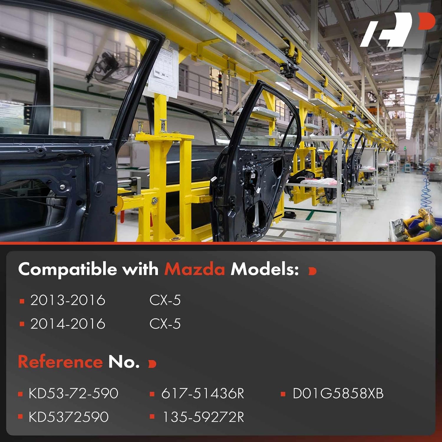 A-Premium Power Window Regulator with 6-Pin Motor Rear Passenger Side Compatible with Mazda CX-5 2013-2016 Sport Utility, with Auto-Up Function