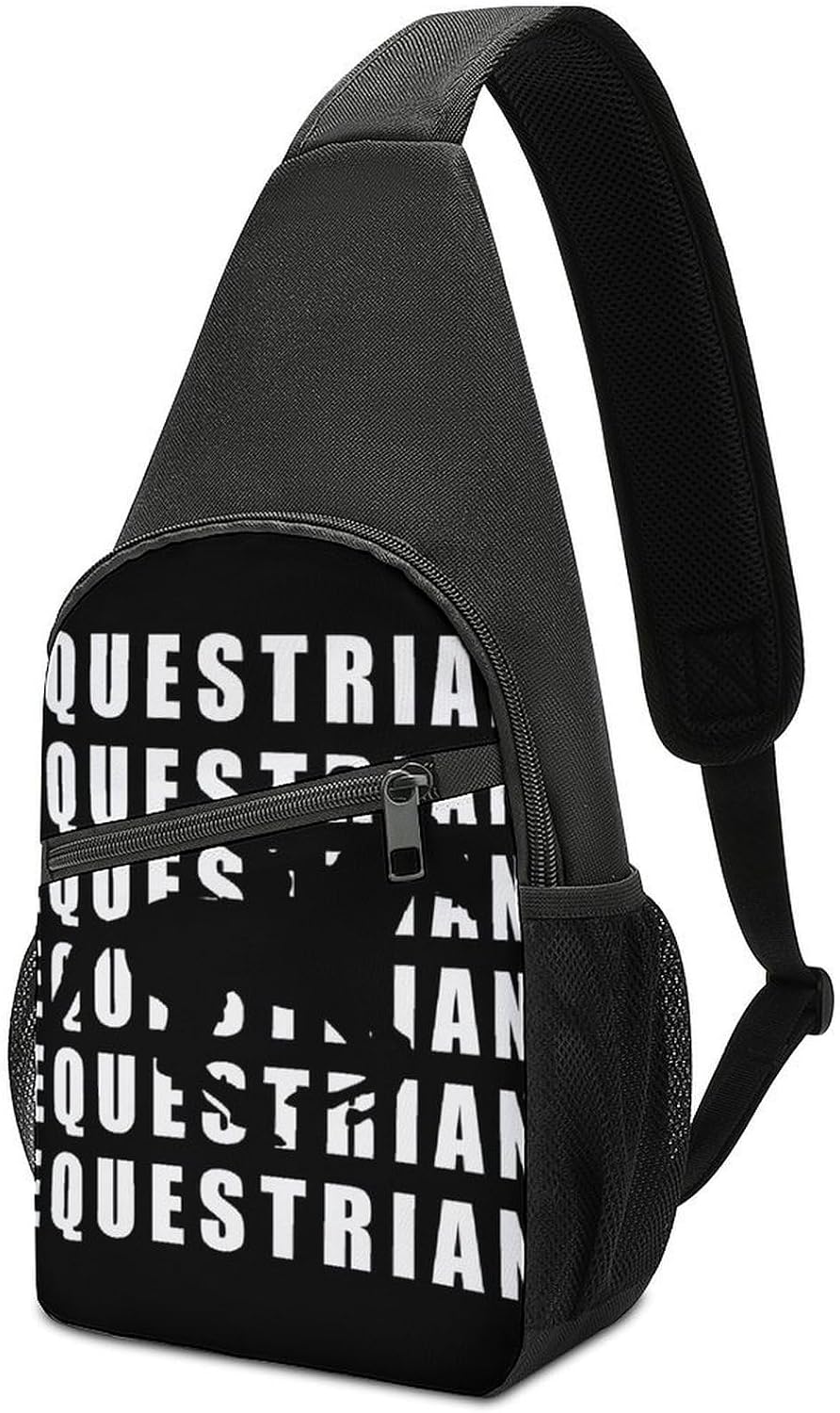 Equestrian Ride Horse Racing Crossbody Sling Backpack Chest Bag Daypack | unisex,trendy,with convertible and detachable shoulder strap,side pockets