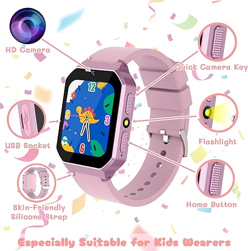 Miniatura 2 de Relojes inteligentes para niños de 5-7, 8-10, reloj para niños con 26 juegos, reloj podómetro para niños con tarjeta de aprendizaje, audio, libro,