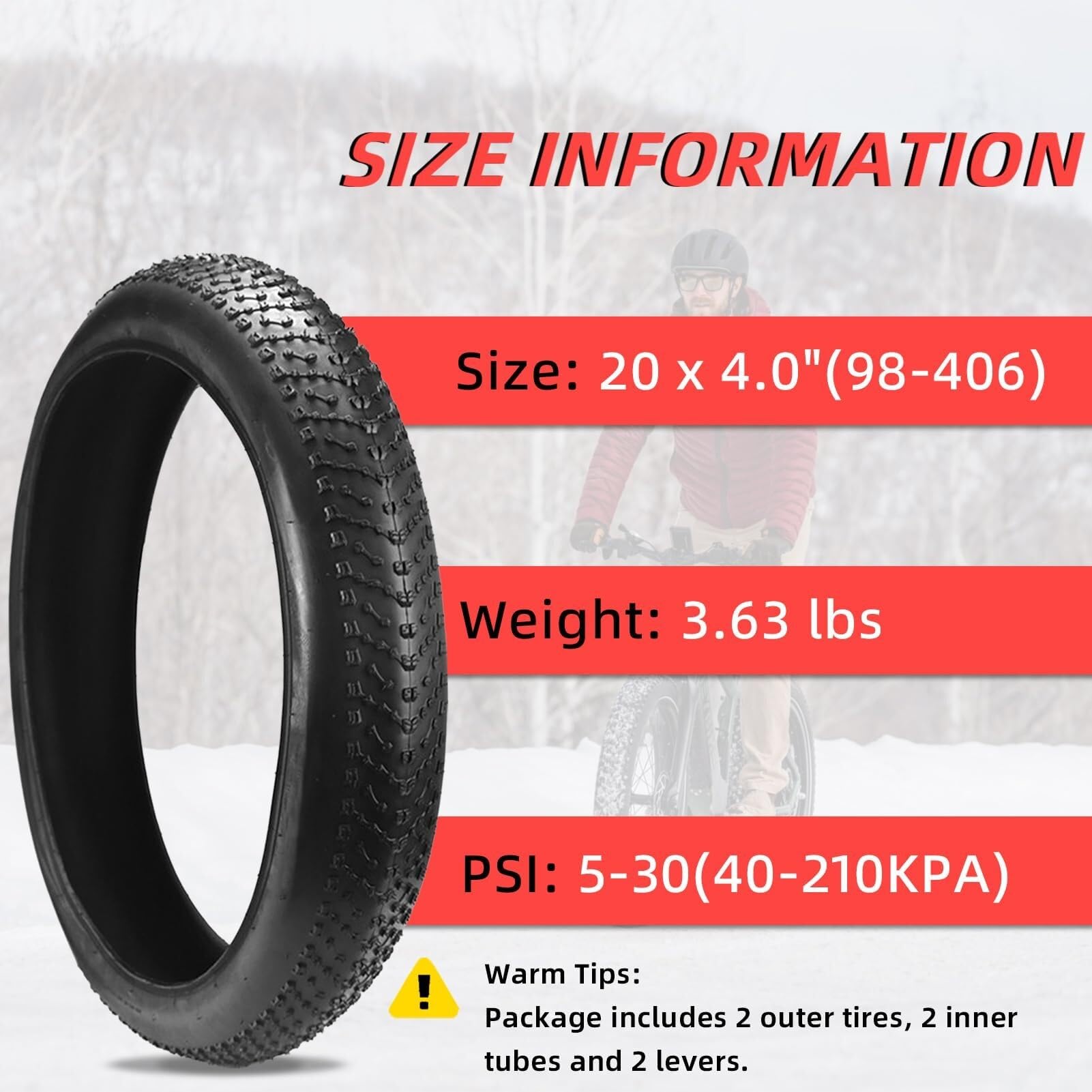 2PCS 20/24/26X4,0 Cala Opony Do Rowerów Typu Fat Bike Z Dętkami I Łyżkami 20/24/26 4,0 Cala Opony Do Rowerów Elektrycznych Wytrzymałe Akcesoria Odporne Na Przebicie Do Rowerów