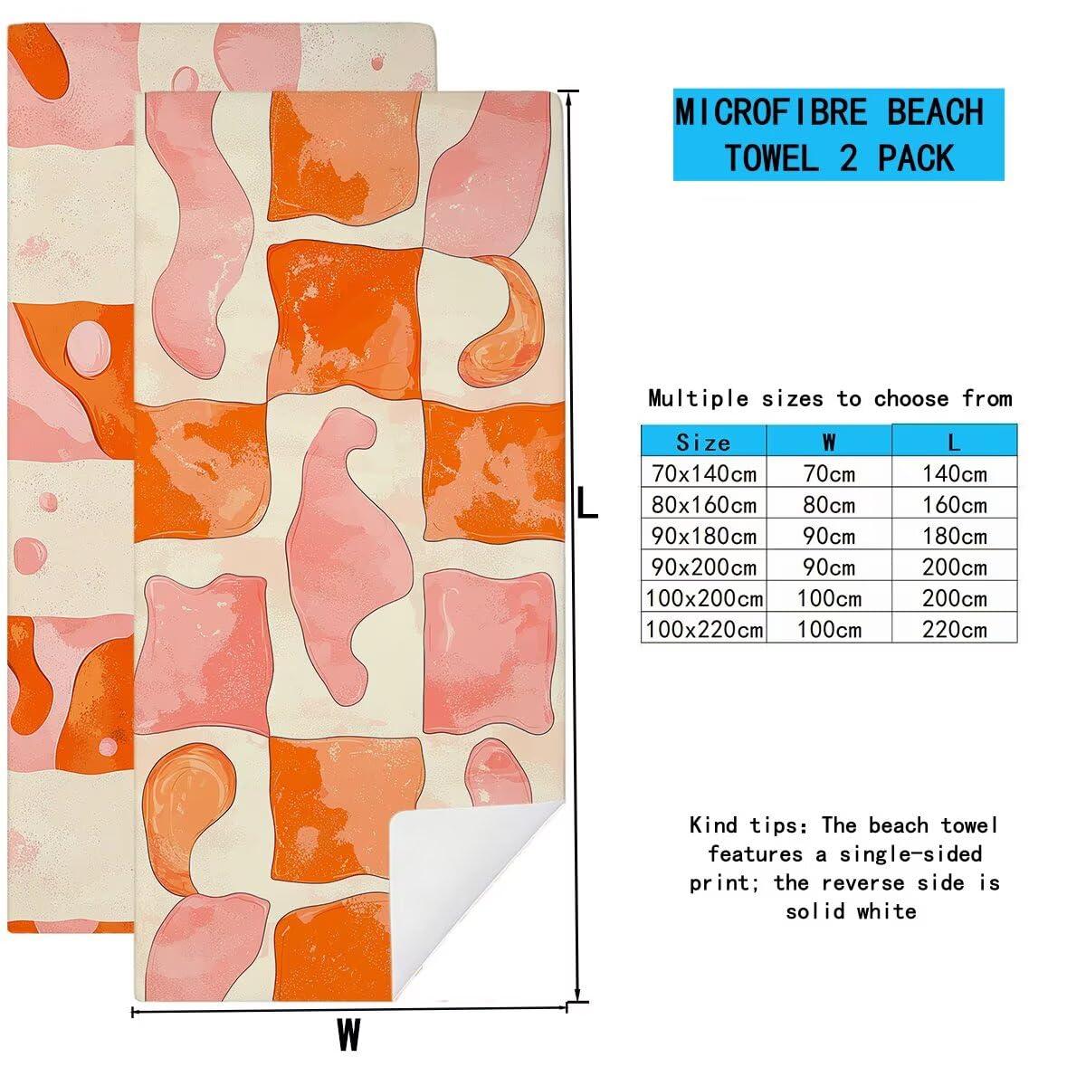 Telo Mare Microfibra, Telo Mare Grande 90x200cm 2 Pezzi, Asciugamano Palestra Donna Asciugatura Rapida, Antisabbia Asciugamano Microfibra, Leggero Asciugamani Palestra per Regalo (Reticolo) -4082