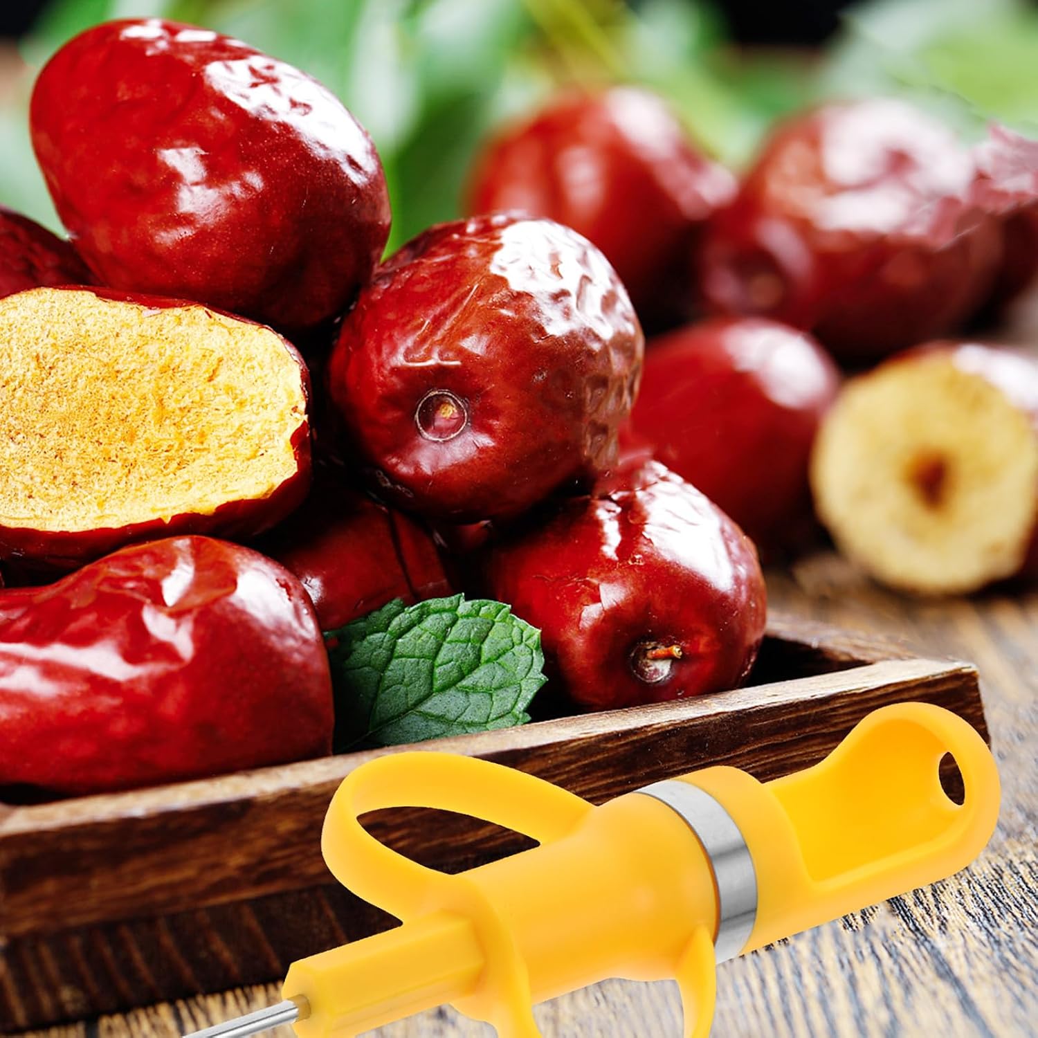 Cherry Pitter Tool Xmas Handheld Red Date Core Remover PP Yellow