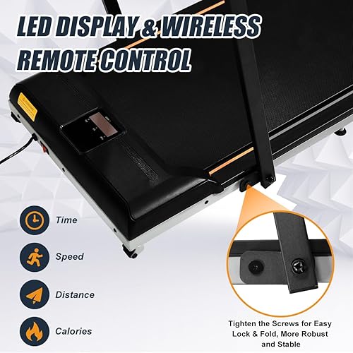 Miniatura 6 de KEEPOSE Caminadora portátil plegable 2 en 1 para oficina en casa, 0.6 a 6.2 MPH, control remoto, pantalla LED y contador de calorías (incluye una