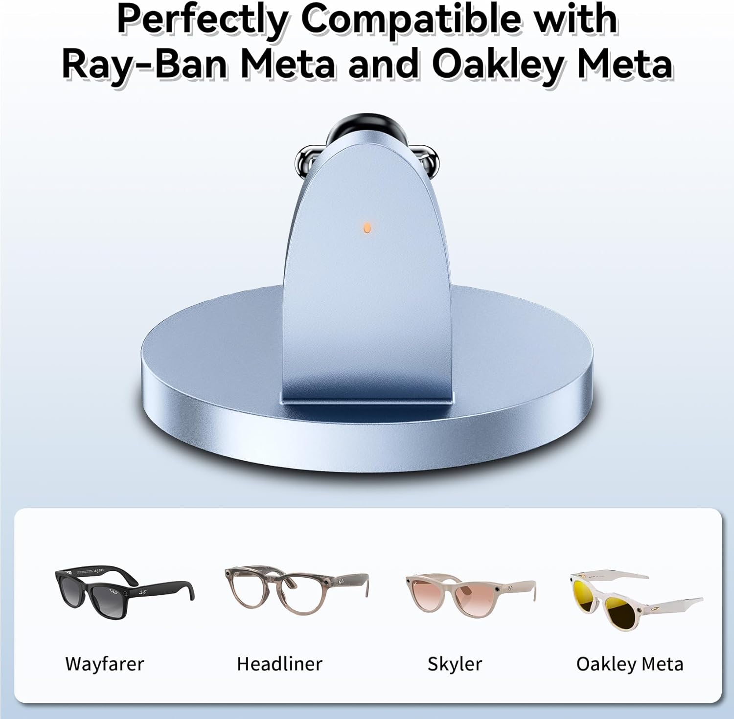 Charger Stand for RayBan Meta Smart Glasses with LED Display, Charging Stand for RayBan Meta Wayfarer/Gen 2,Headliner,Skylar/Gen 2,Oakley HSTN,USB C/A Cable to Adapter, Ray Ban Meta Accessories