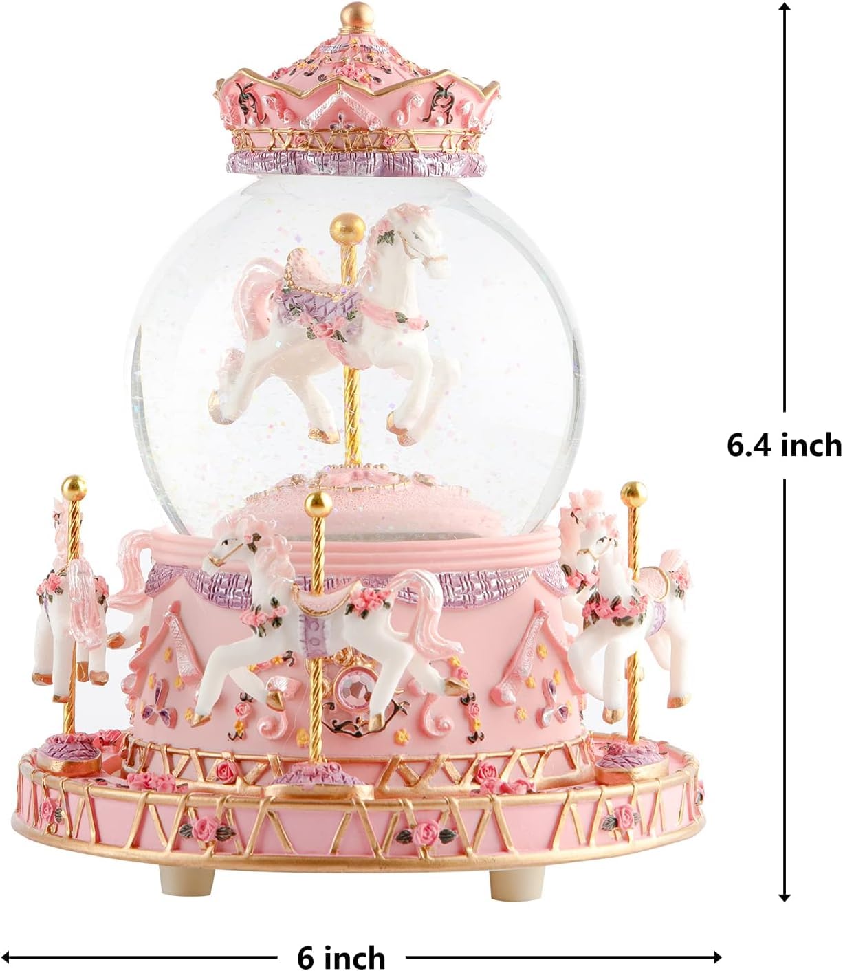 Musfunny Schneekugel Musik Spieluhr Für Kinder Karussell: Snow Globe Mit Farbwechselnde LED-Leuchten - Musik Schneekugel Als Geburtstags Tauf Kinder Mädchen Babys
