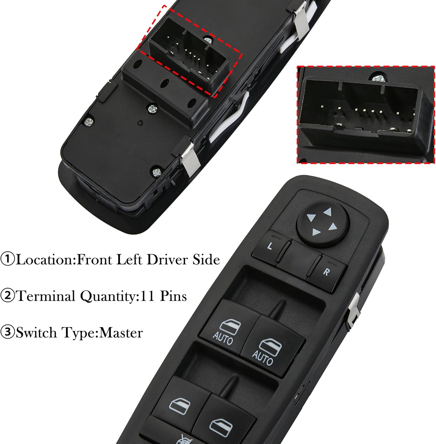Power Window Switch Fits for Jeep Cherokee 2015-2022, for Chrysler 200 2015-2017 Driver Side Control Door vidrios Master Switch.Replace：68271206AA