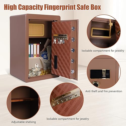 Miniatura 3 de Extra Large Home Safe Box, 60cm Fingerprint Safe Box Smart Alert and Mute Mode Anti-Theft Safety Box for Documents Jewelry Valuables