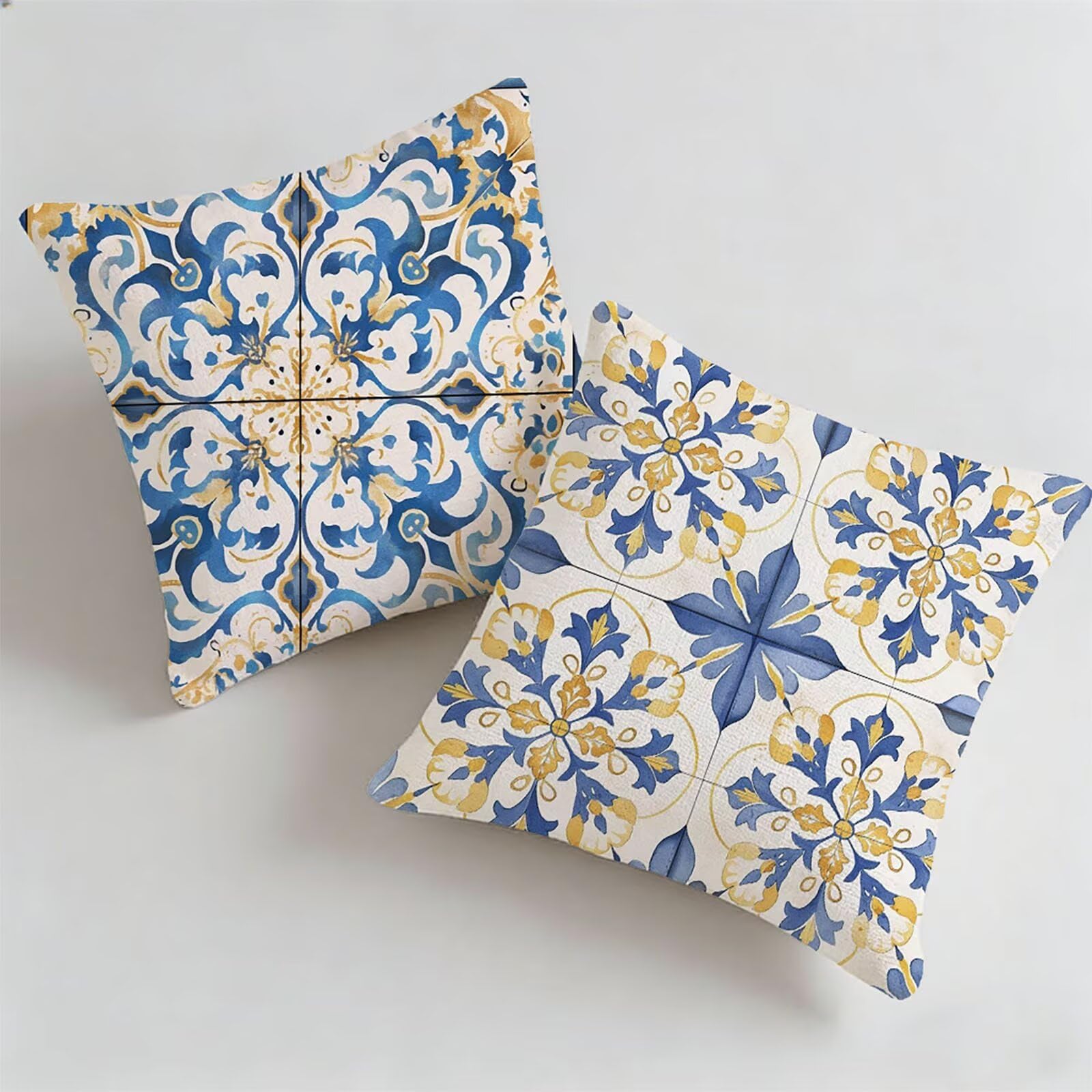 Housse coussin exterieur impermeable 45x45 bleu lot de 2 taie oreiller decoration jardin