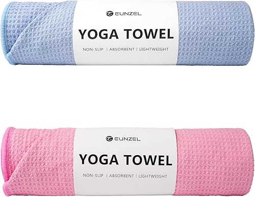 Miniatura 9 de Eunzel Paquete de 2 toallas de yoga caliente, toalla antideslizante para esterilla de yoga con puntos de agarre Stickyfiber toalla absorbente de
