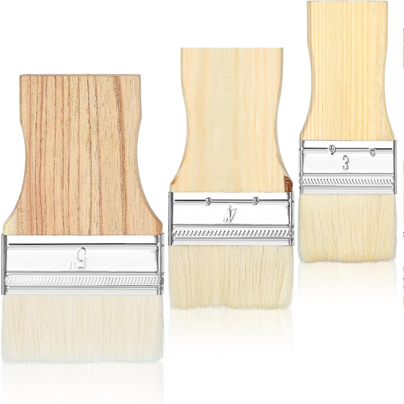 3 Pcs Large Paint Brushs with Wooden Handle, Flat Brush Set for Painting, Paint Brush Set for Acrylic Painting, Walls and Furniture, 3/4/5 Inch-image-36