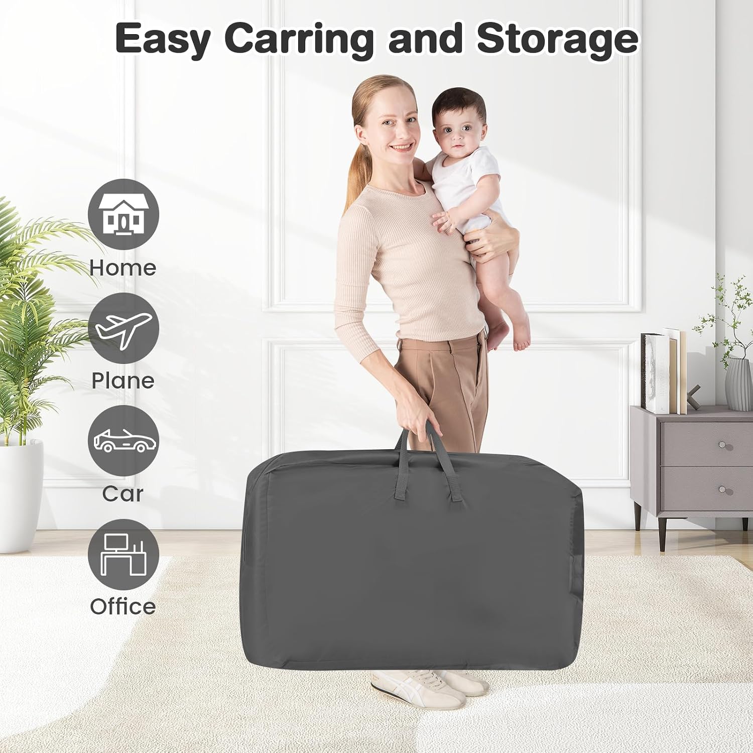 INFANS 3 in 1 Baby Bassinet, Bedside Sleeper with Comfy Mattress, Wheels, 6 Height Adjustable, Storage Basket, Travel Bag, Portable All Mesh Crib for Newborn Infant (Dark Grey)