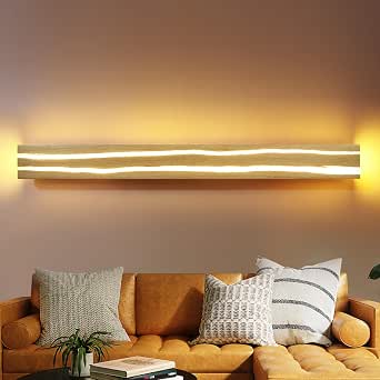 Applique Murale ZMH En Bois - LED 8W Blanc Chaud 3000K Rotative - 50 Cm