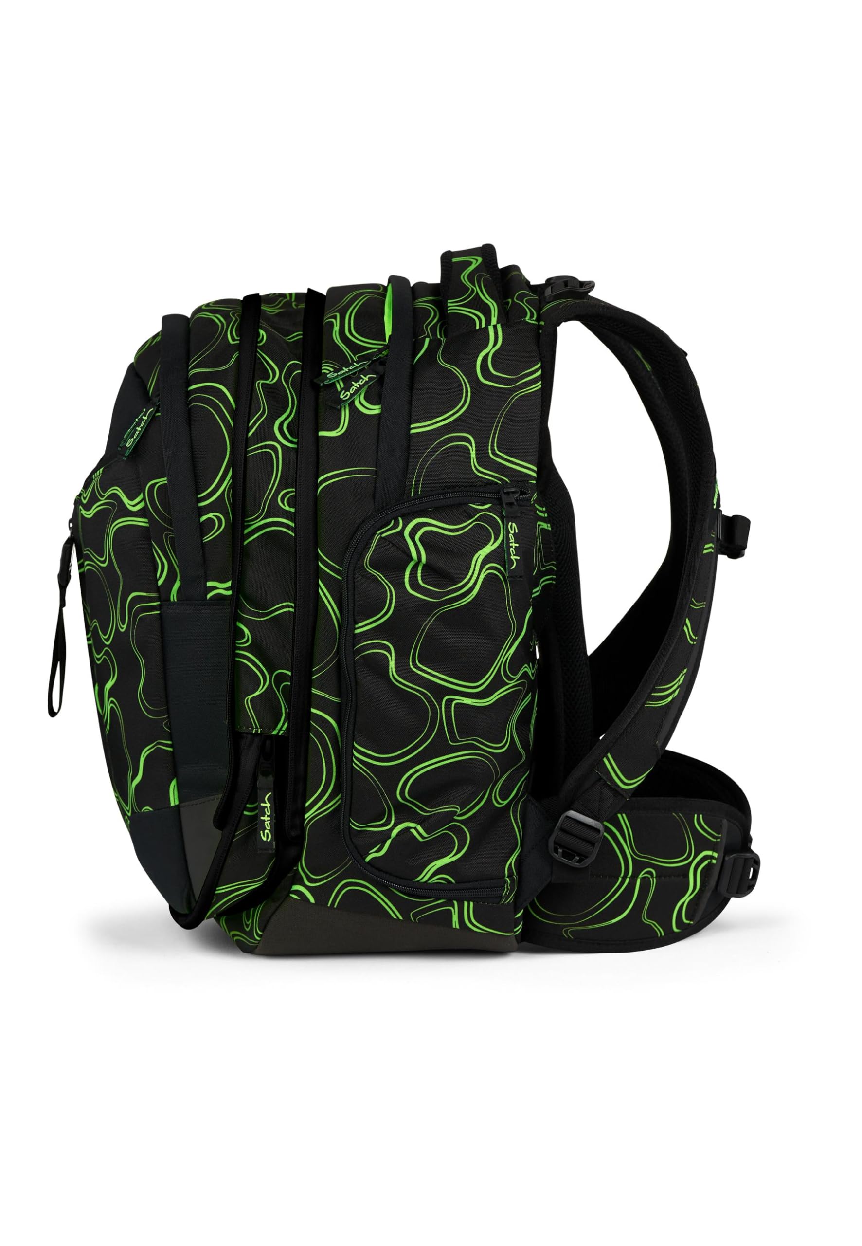 Satch Match Bundle ab 5. Klasse, ergonomisch, 3-teilig, 35 L Stauraum, standfest, Organisationstalent Green Supreme - Schwarz