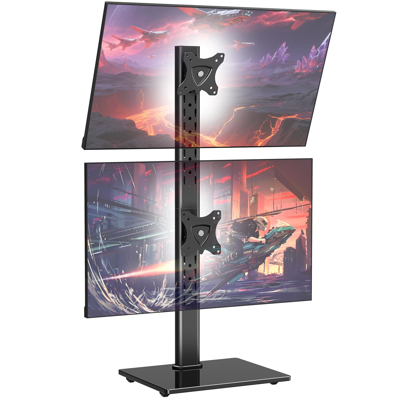 ELIVED EV2012 - Soporte de monitor dual para escritorio, brazo de monitor independiente para la mayoría de monitores de 13 a 32 pulgadas con VESA 75 x 75/100 x 100 mm hasta 15 kg, rotación de 360° de