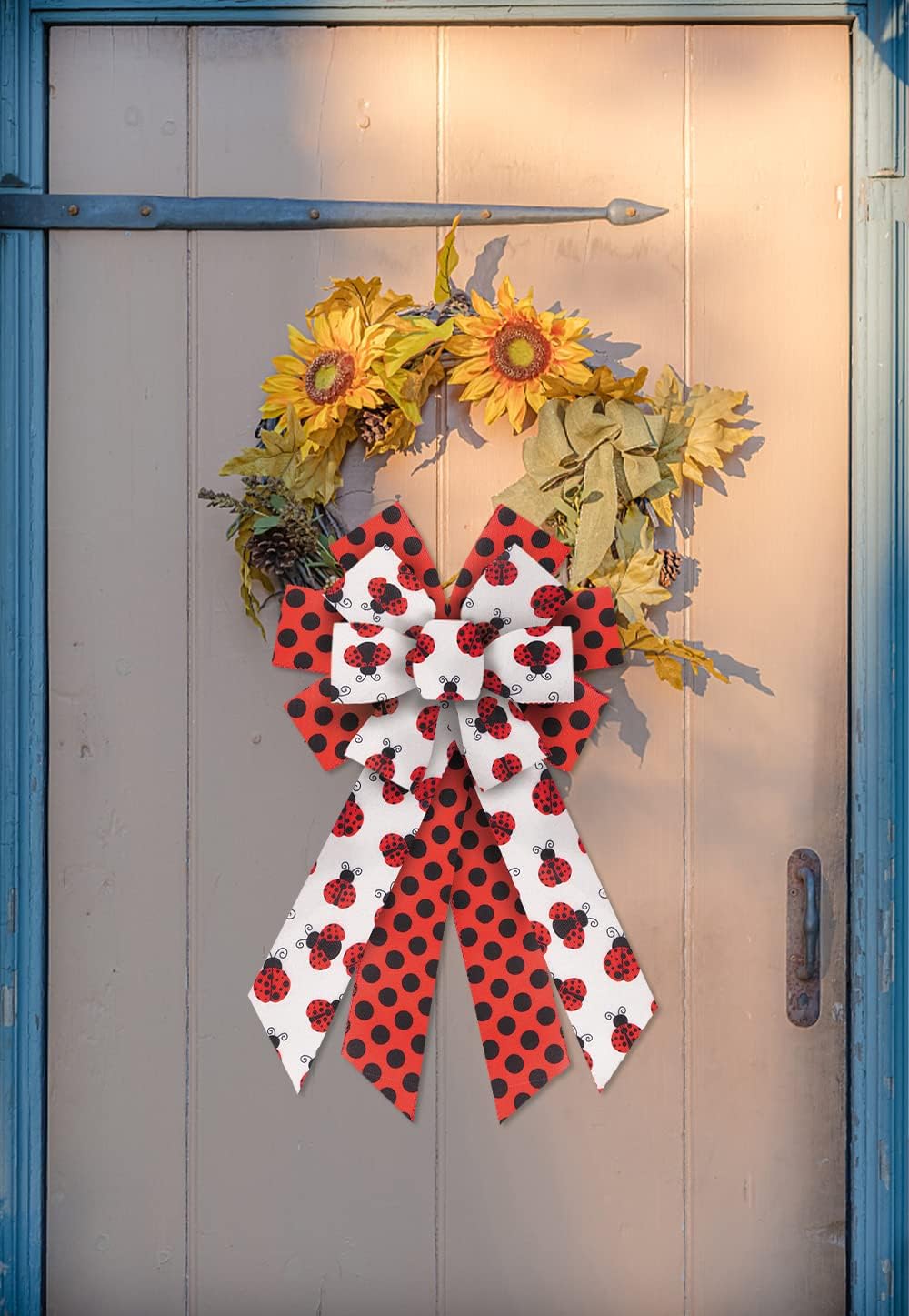 Hying 2 Rolls Spring Ladybug Ribbon for Crafts Wreath Bows Gift Wrapping Lady Bug Wired Ribbon Red Polka Dot Ribbons for Home Birthday Party Decoration, 2.5" X 10 Yards