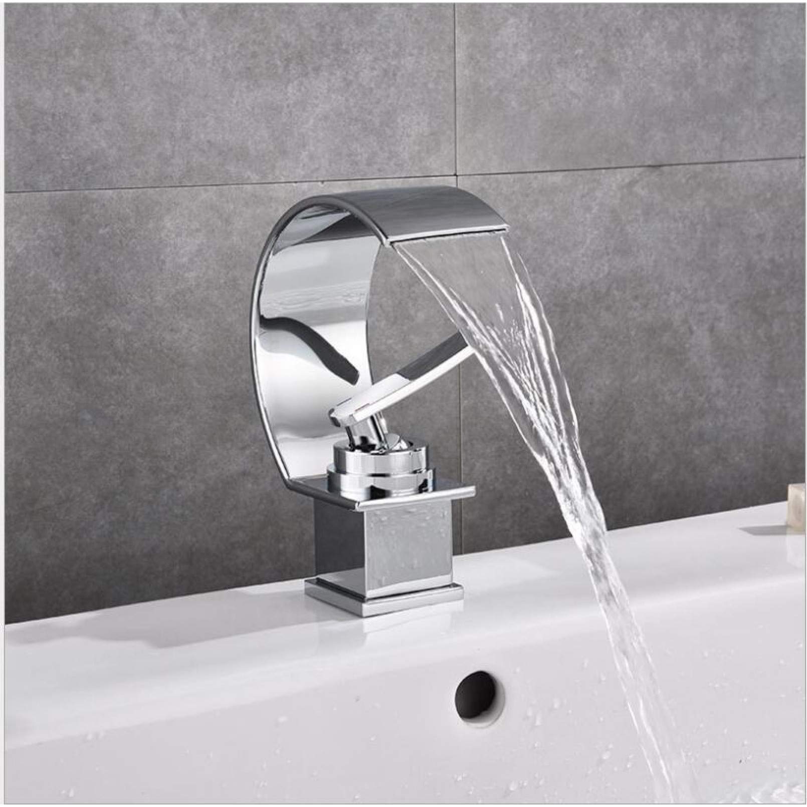 HCFYAUIS Chrome Single Handle Basin Mixer Faucet Hot & Cold Waterfall Sink Tap for Bathroom Vessel Modern Orb Design & Stylish Basin Faucets