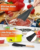 Vista 5 de Cuchara de cocina para utensilios de cocina antiadherentes, ideal para cocinar y servir silicona mate resistente sin BPA, cuchara con mango