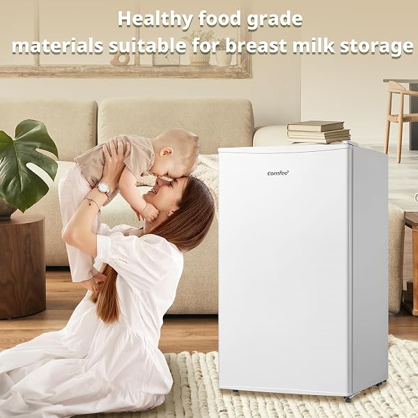 COMFEE' RCU60WH2(E) 60L Freestanding Under Counter Upright Freezer, 4-Star Freezer up to -24°C, 3 Storage Compartmen, Adjustable Thermostat, Reversible Door, White - 5