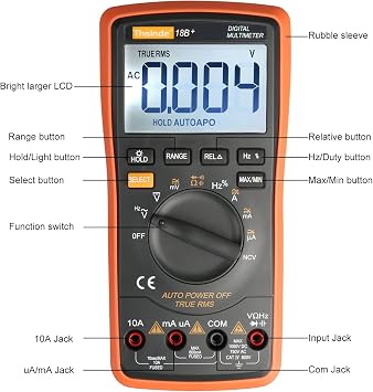 Digital Multimeter,Thsinde Auto-Ranging Digital Multimeter with Alligator Clips, AC Voltage Tester,Voltage Alert, Amp/Ohm/Volt Multi Tester/Diode and Continuity Test HZ with Backlight LCD Display