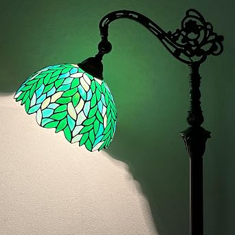 Tiffany Floor Lamp Green Wisteria Stained Glass Reading Floor Light