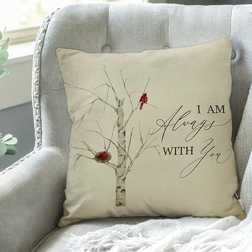 Miniatura 5 de Softxpp Funda de almohada decorativa de cardenal de invierno, diseño de pájaros rojos de Navidad, conos de pino, con cita de cotización, bayas de