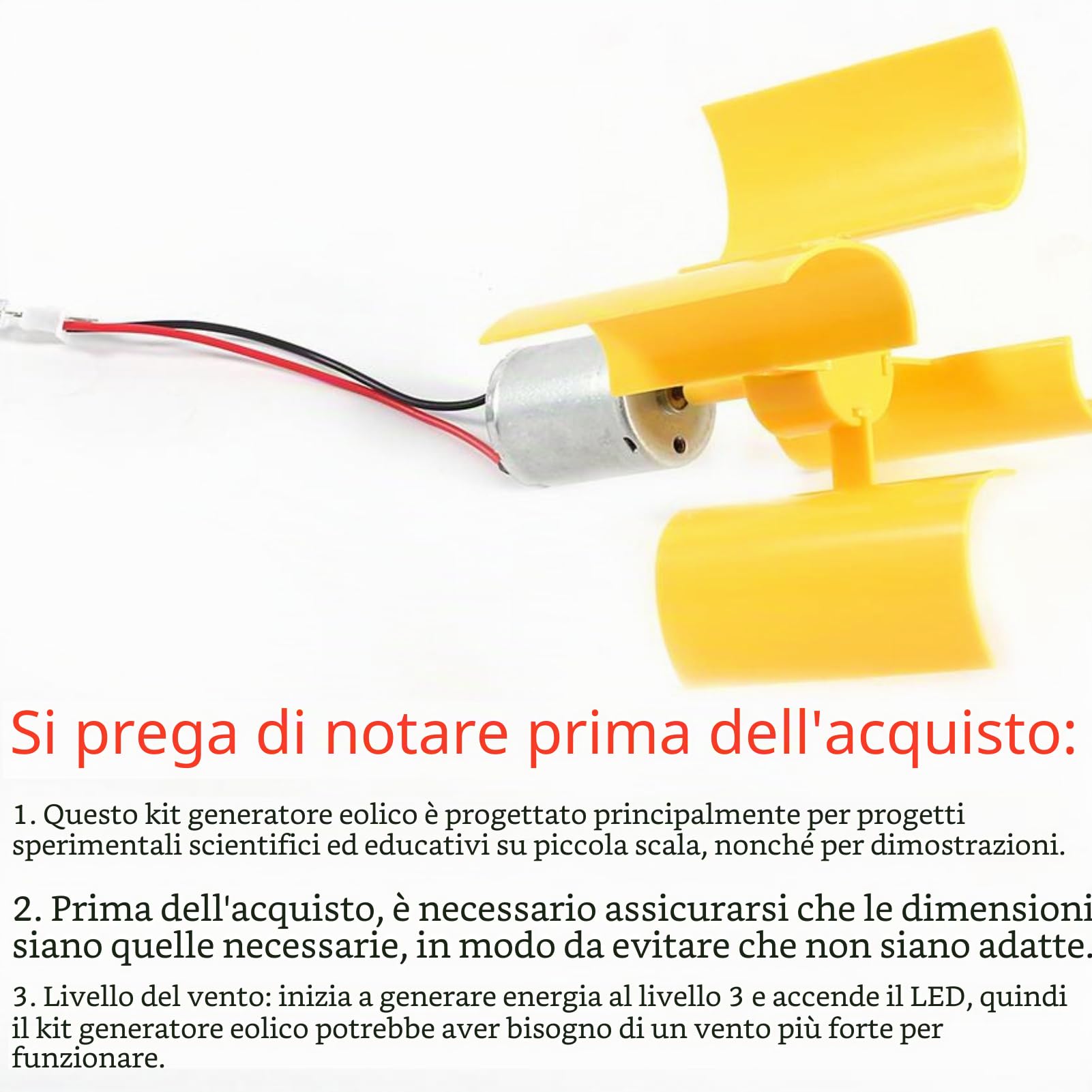 Jadeshay Generatore di energia eolica - Mini generatore di turbine eoliche Kit generatore eolico verticale Modello didattico fai da te, Giallo