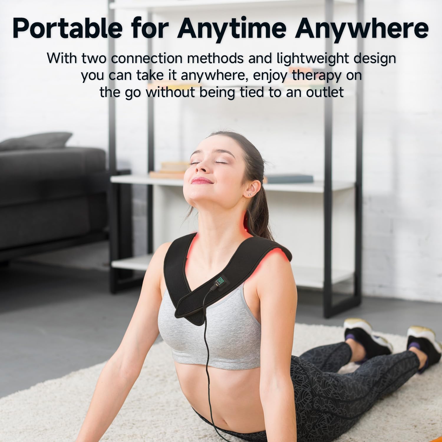 Red Light Therapy Belt for Neck & Shoulder, Portable Infrared Wrap for Neck Shoulder Comfort, Soothing Heat for Home Use & Pet Comfort