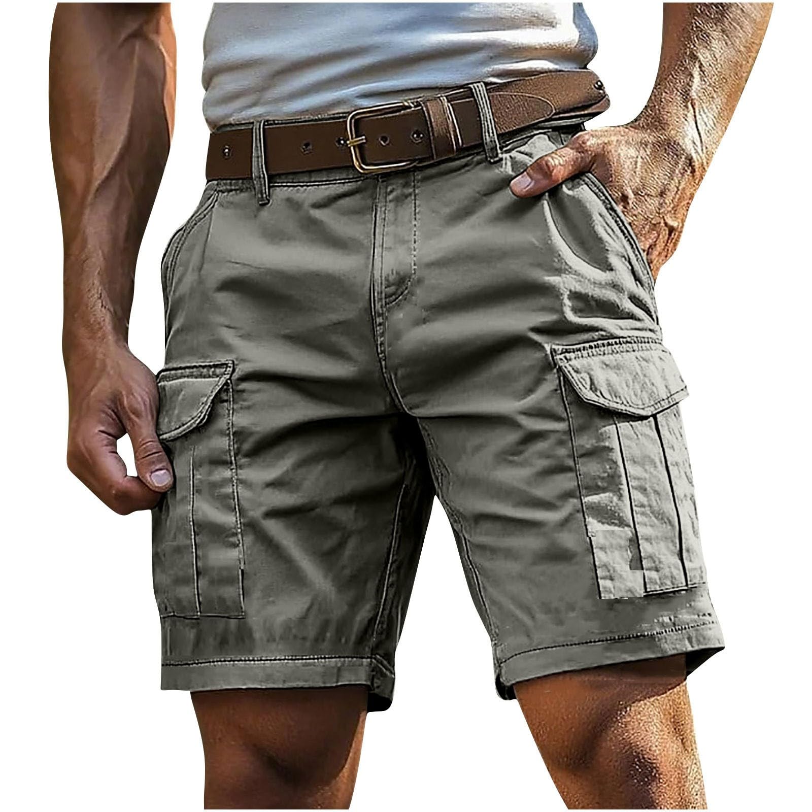 Kurze Hosen Herren Cargo Shorts Baumwolle Bermuda Shorts Sommer Elastische Taille Cargohose Herren Kurze Mit Zipper Und Buttons Multiple Taschen Cargoshorts Arbeitshose Männer Sportshorts