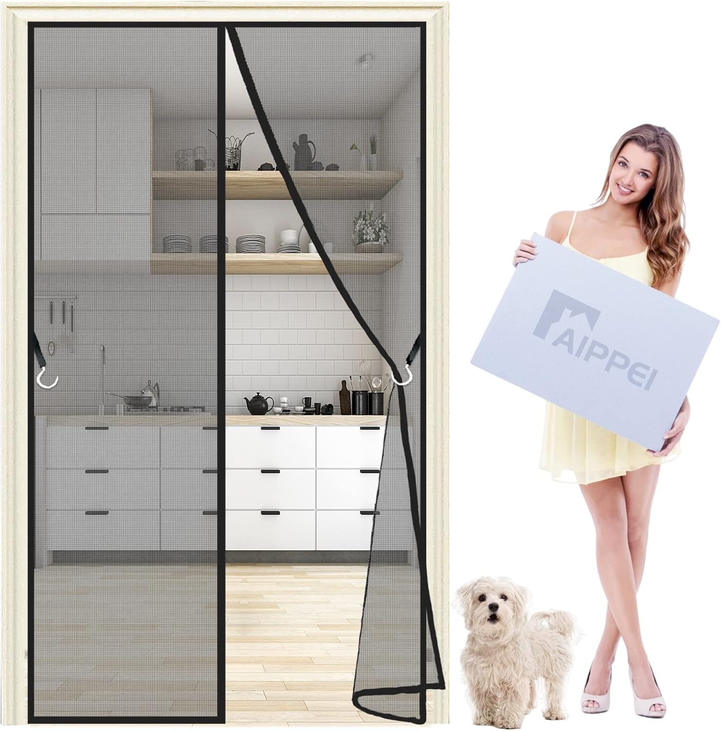 網戸 玄関 ドア用 マグネット 270x280 cm 開閉式 出入り楽々 自動で閉まる 涼しい夏 省エネ対策 蚊帳 虫よけ 蚊取り