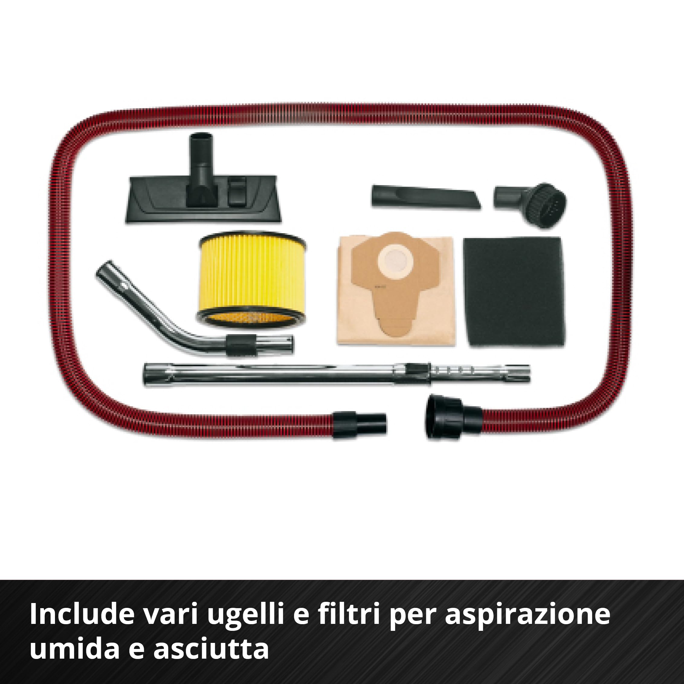 Einhell TE-VC 36/30 Li S-Solo Bidone aspira solidi e liquidi a batteria Power X-Change (36V - 2x18V, vano 30 L, depressione 150 mbar, tubo flessibile 250 cm, senza batteria e caricabatteria)