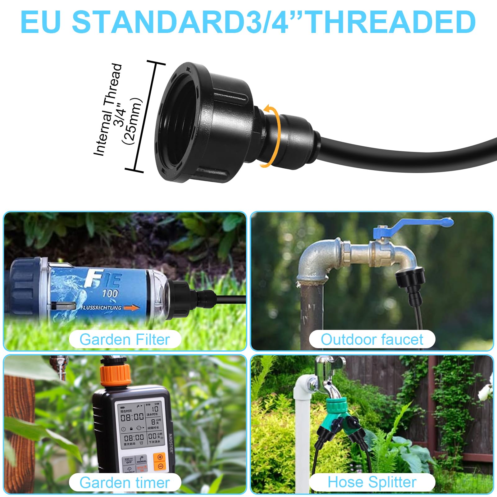 18M Sprühnebel Kühlung Bewässerungs System, 106Pcs Sprühnebel Kühlung Set, Kühlnebelsystem im Freien, Geeignet für Veranstaltungen im Freien, Gärten, Terrassen, Sonnenschirme und Dach