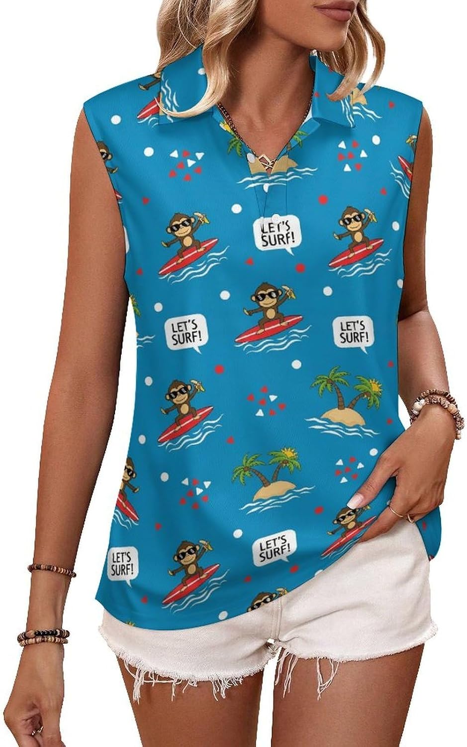 Women Sleeveless Golf Shirt Athletic Tank Tops Ladies Casual Polo Summer Workout Wear