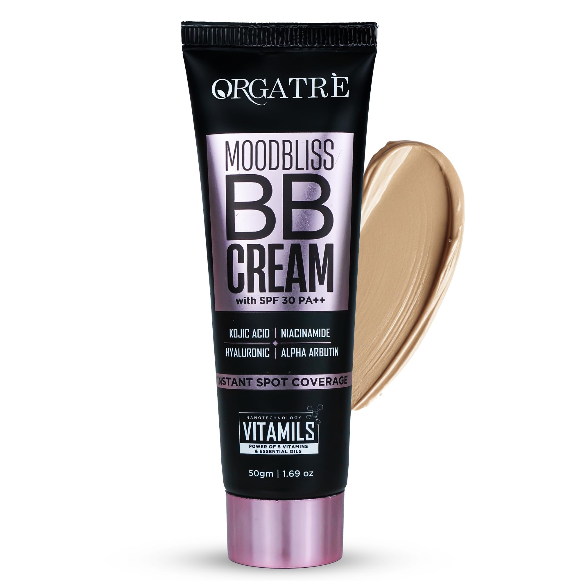 ORGATRE MoodBliss BB Cream Dusk Brown 50gm | Instant Spot Coverage with SPF 30 PA++ | Light Makeup Glow for All Skin Types | Kojic Acid & Niacinamide-picture-11