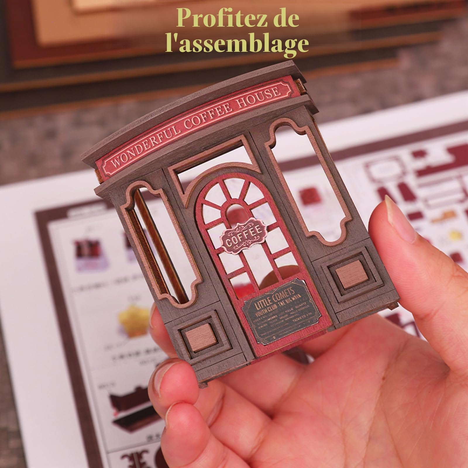 Cuteefun Maison de Poupées Miniature Magique avec LED -Librairie Magique | Kit Maison Miniature à Construire, Puzzle 3D en Bois, Loisirs Créatifs, Décoration Maison, Cadeau pour Anniversaires et Noël