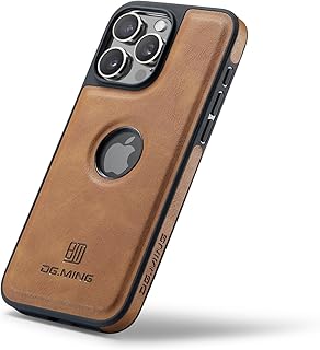 جراب خلفي فاخر من الجلد الصناعي بتصميم كلاسيكي مع فتحة شعار مضاد للصدمات متوافق ايفون 16 برو بني