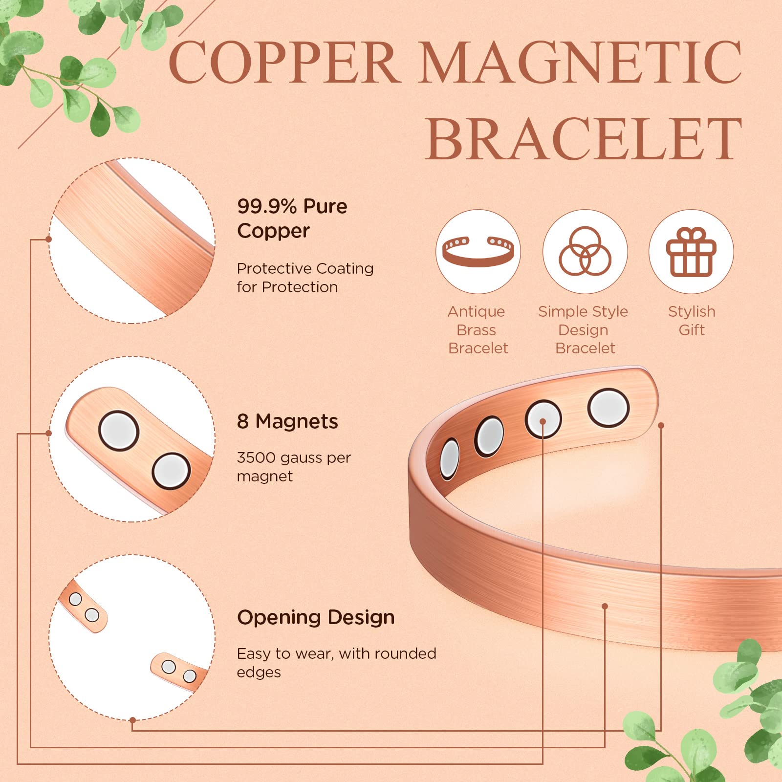 Ikuinen sieradenset magnetische puur koperen armband ring sieradenset dames goudkleurige hoge magneet verstelbare manchet kopen vanaf een prijs van 9.48