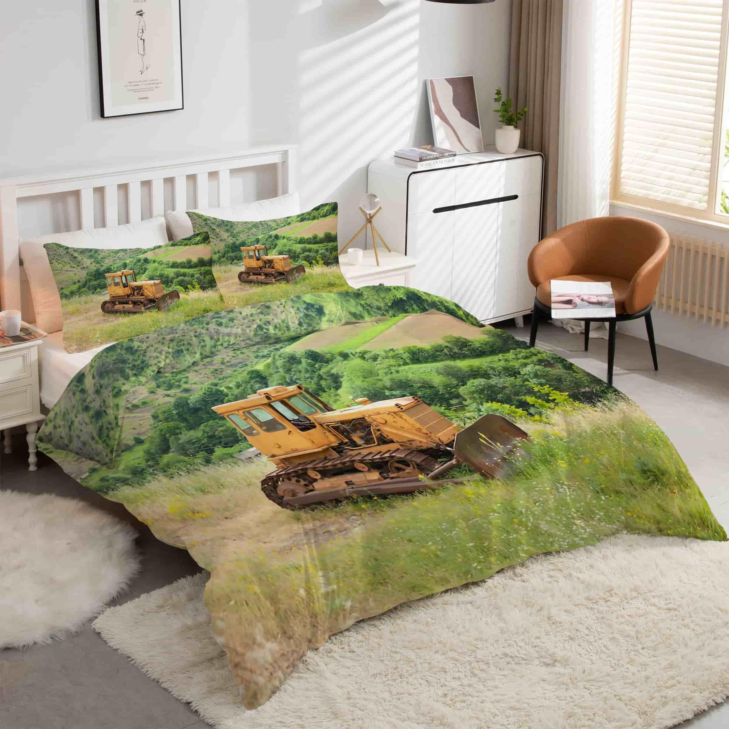 Housse de couette 220x240 style fermier pour chambre d'enfant passionné