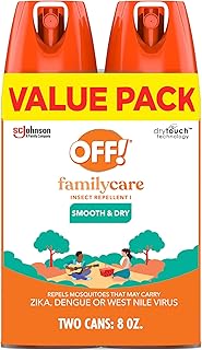 OFF! Family Care Mosquito, Tick, and Insect Repellent, Bug Spray Containing 15% DEET, Protects Against Mosquitoes, 4 Oz, 2 Count