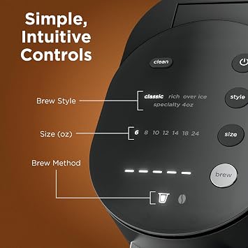 Ninja Coffee Maker, Single Serve, Brew with Coffee Pods and Grounds, Compatible with K-Cup Pods, 4 Styles, up to 24 Ounces Cup Sizes and 56 Ounces Removable Reservoir, Black, PB051