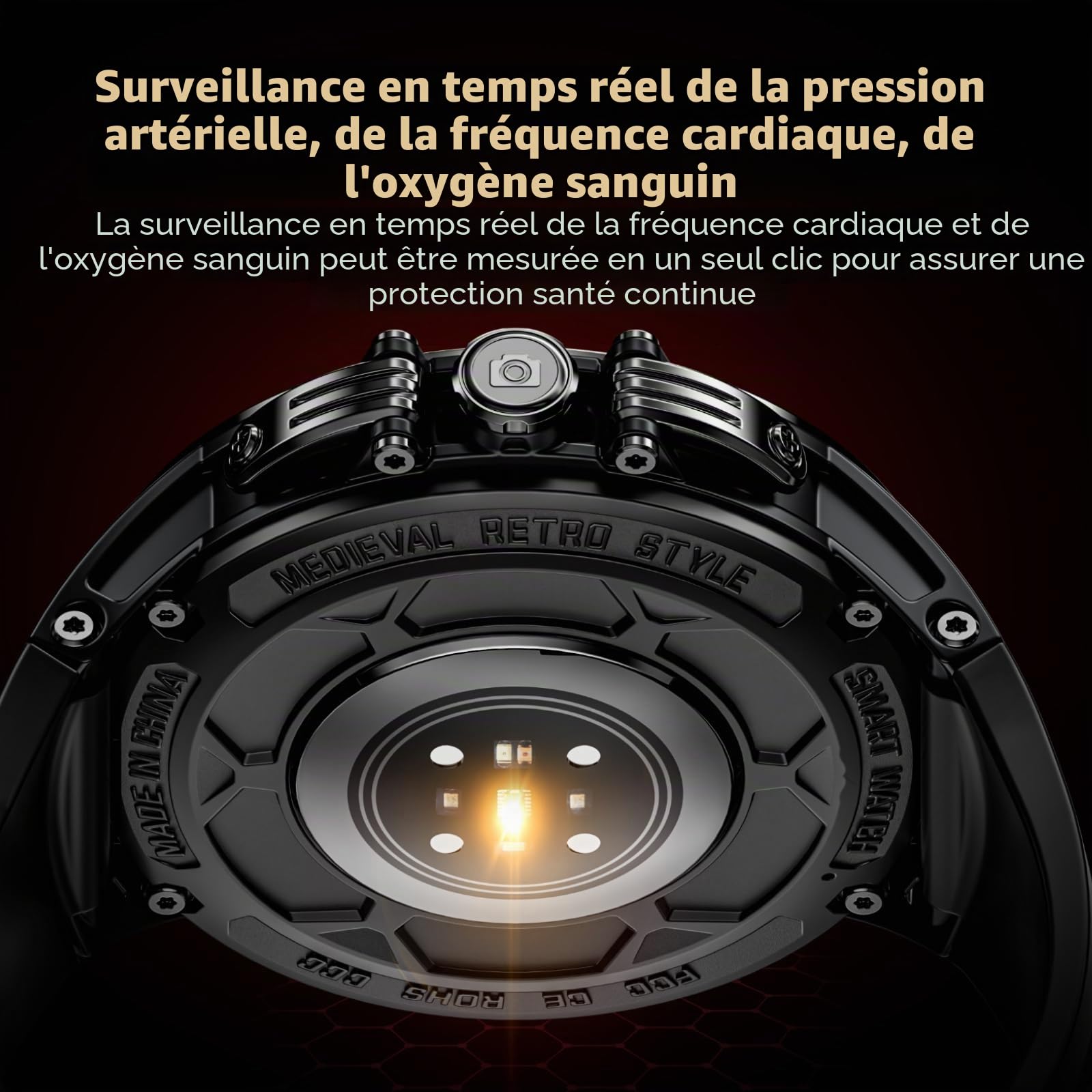LOKMAT Montre intelligente Android 4G, écran AMOLED 1,75" 3 Go + 32 Go, tracker d'activité de sport, montre intelligente pour hommes et femmes, avec fente pour carte SIM, caméra rotative, GPS, NFC