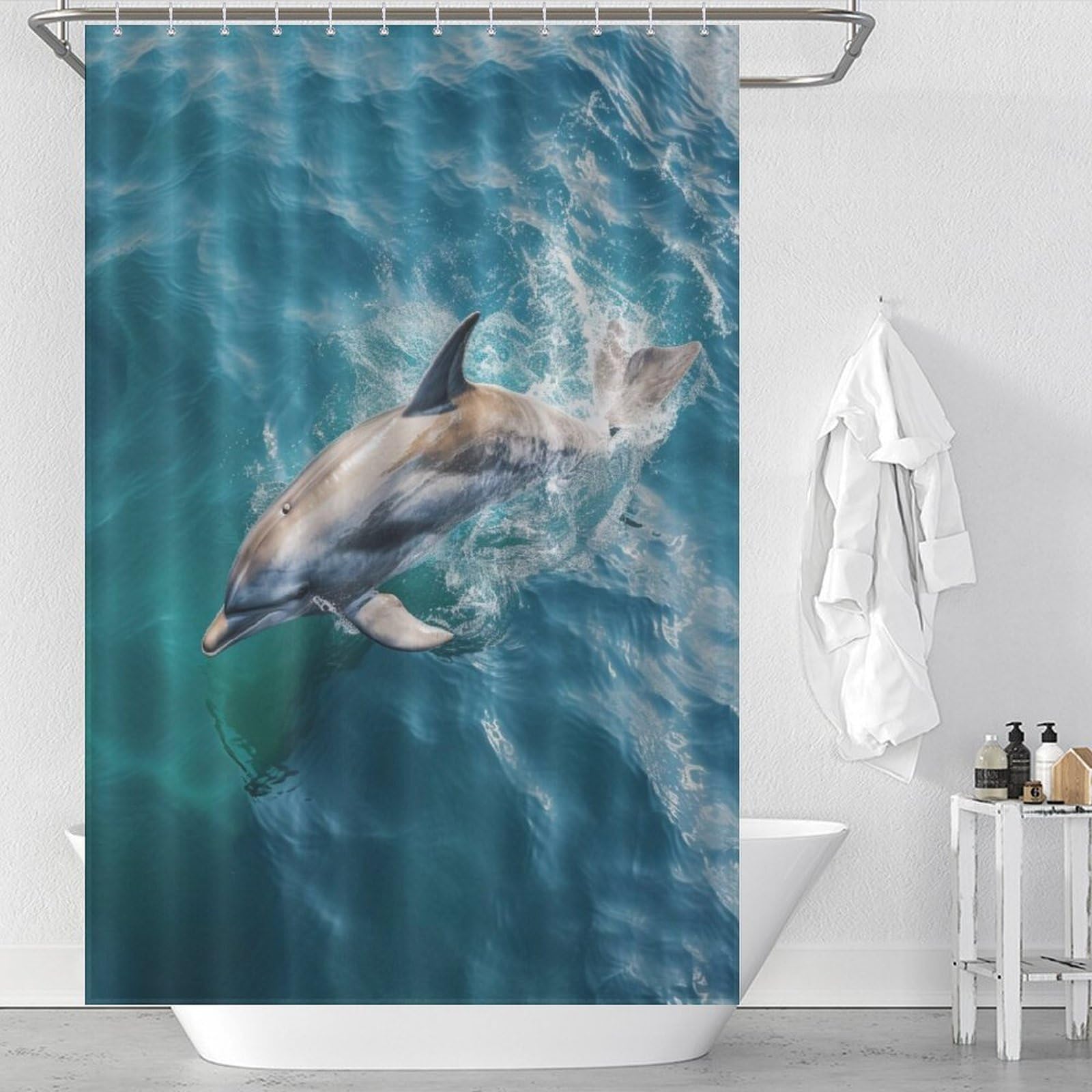Rideau de douche dauphins en tissu pour apporter de la joie et de la douceur dans votre salle de bain