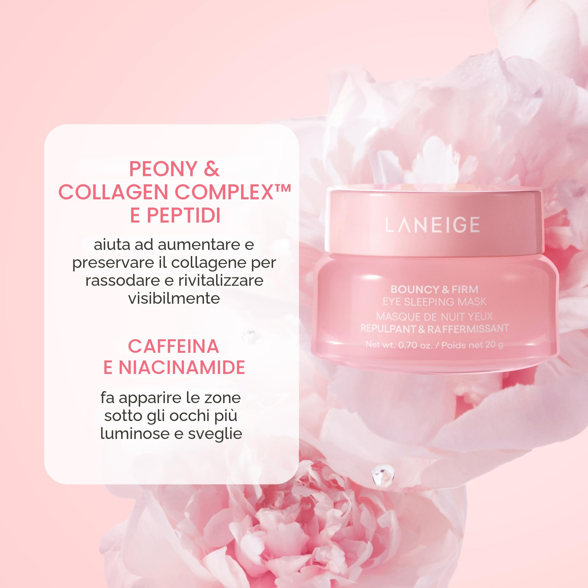 LANEIGE ORIGINAL | Bouncy & Firm Eye Sleeping Mask - Maschera Notturna Rassodante per gli occhi | 20 grammi | by BELLA