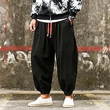 Men’s Athletic Joggers - Black Loose Cuffed Pants, Baggy Harlan Sweatpants with Sizes for Workout & Casual