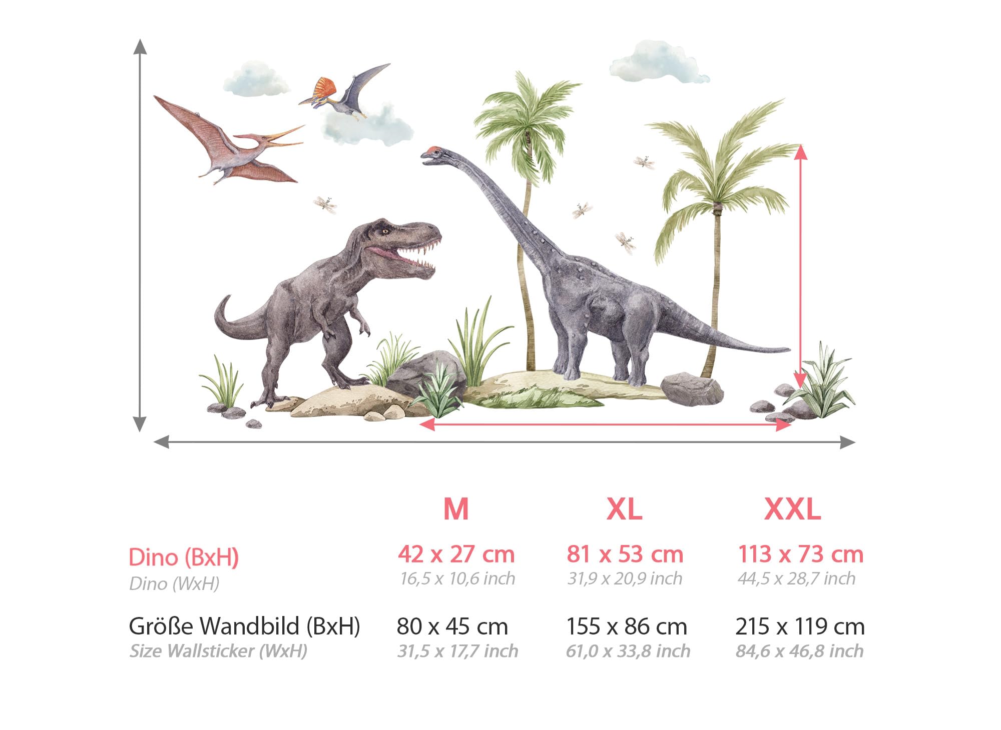 Grandora XXL dinozaur tatuaż ścienny do pokoju dziecięcego chłopca naklejka ścienna dżungla dinozaur naklejka ścienna dekoracja ścienna DL862-4