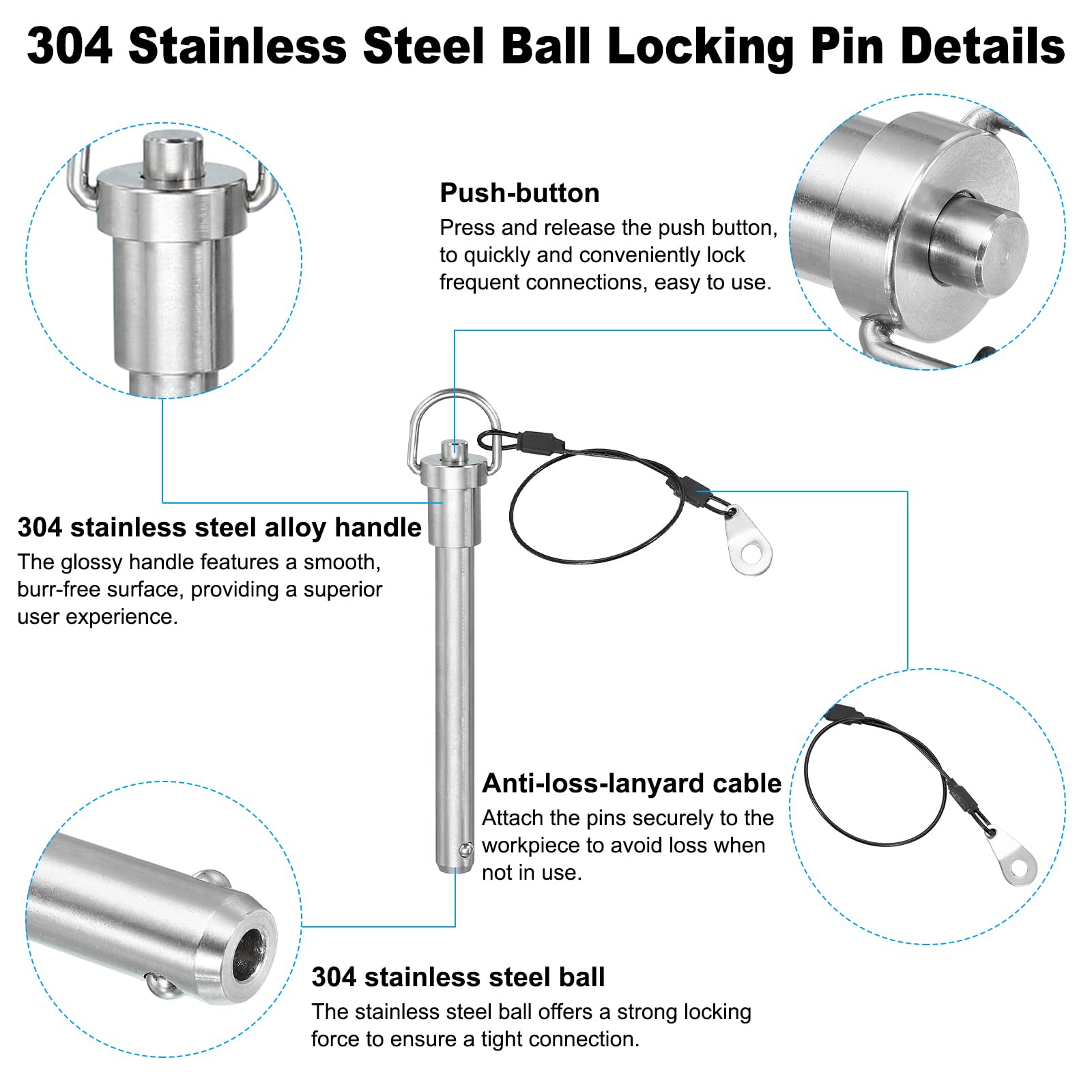 PATIKIL Quick Release Pin 12 x 90mm(1/2" x 3.54") - Image 3