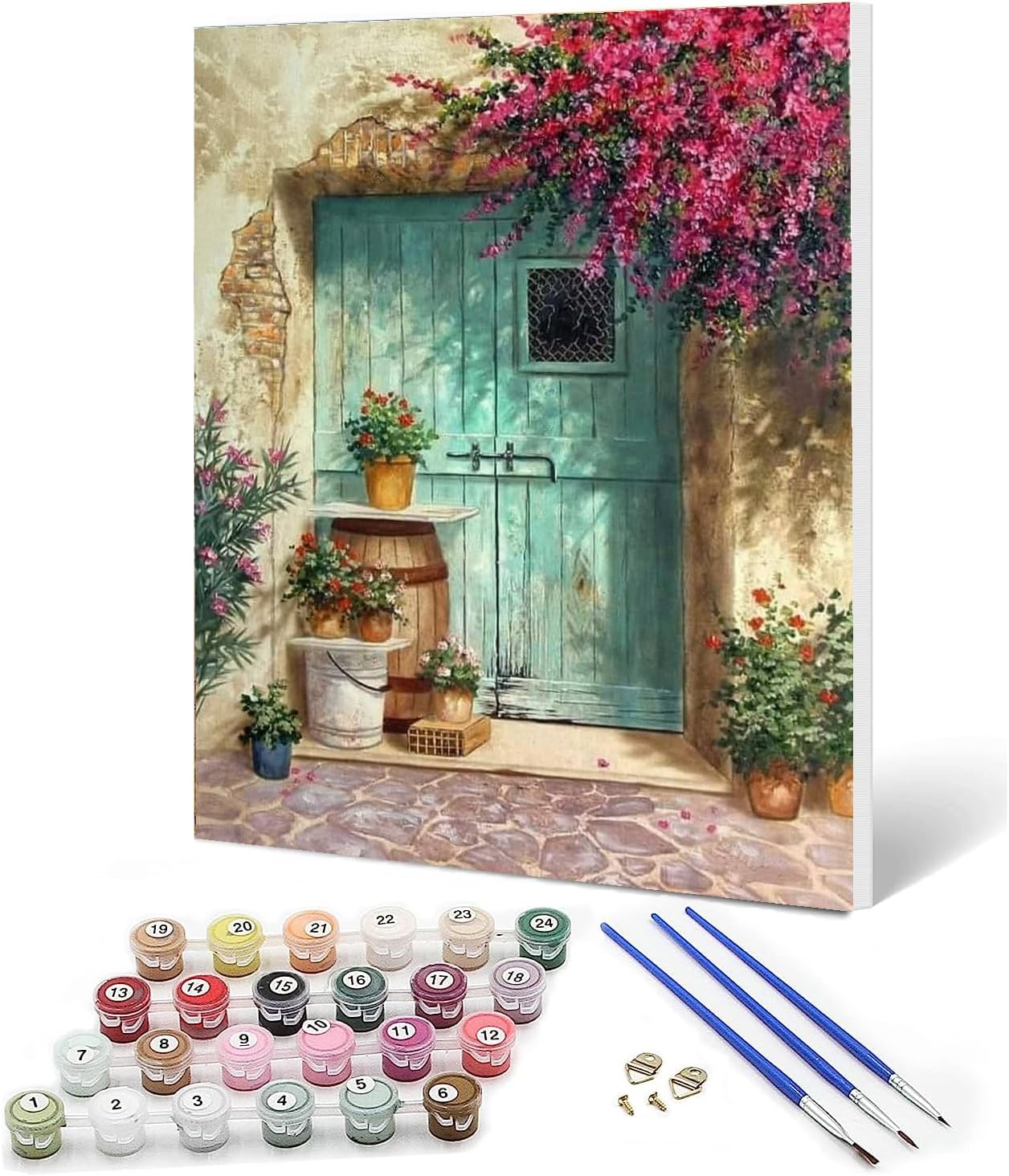 Ediximi Paint by Numbers Kit for Adults DIY Paint by Number - 12" x 16" Canvas with Wooden Frame Drawing Arts and Crafts for Adults and Beginners,Courtyard