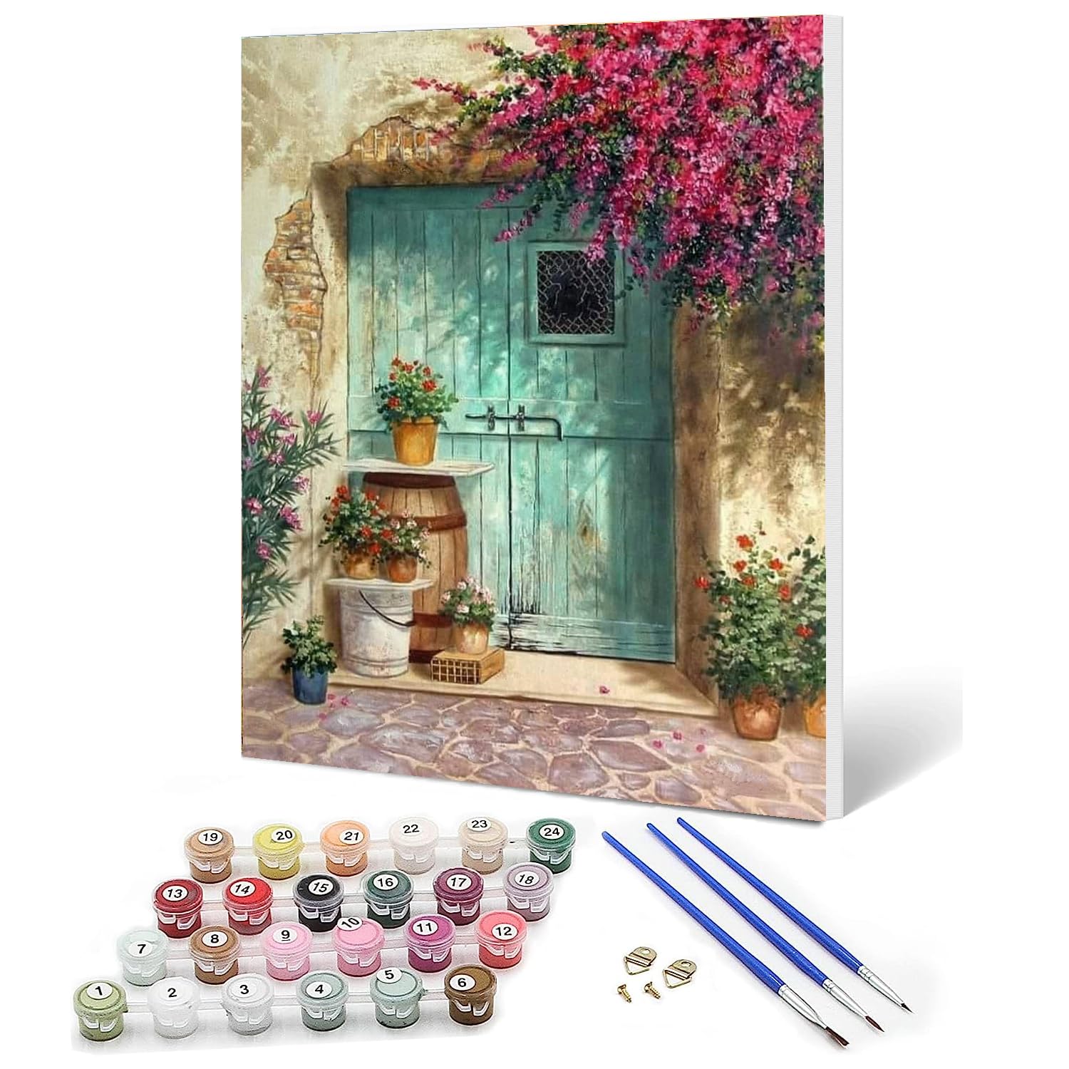 Ediximi Paint by Numbers Kit for Adults DIY Paint by Number - 12" x 16" Canvas with Wooden Frame Drawing Arts and Crafts for Adults and Beginners,Courtyard